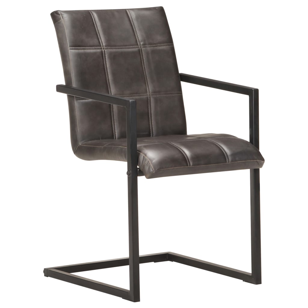 vidaXL Eetkamerstoelen 6 st echt leer grijs afbeelding