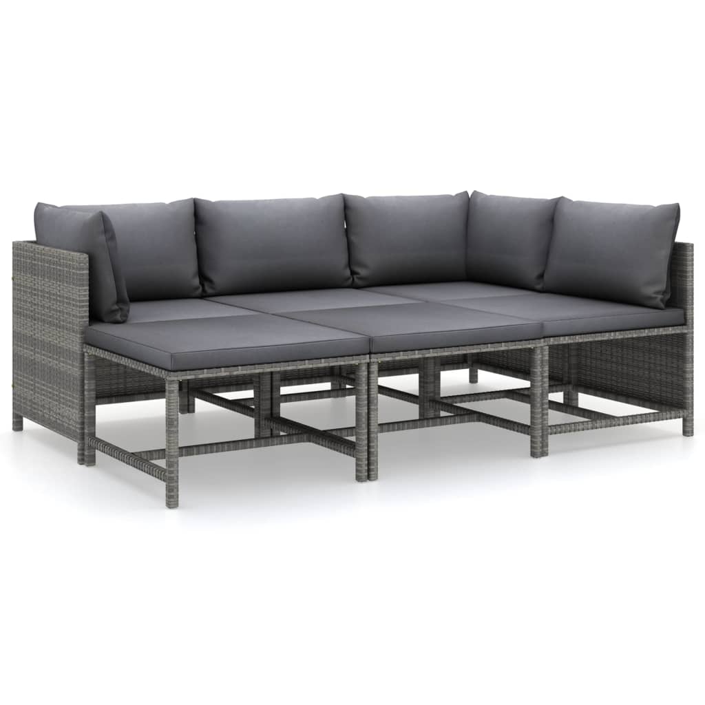 

vidaXL 6-delige Loungeset met kussens poly rattan grijs
