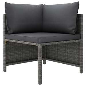 6dílná zahradní sedací souprava s poduškami polyratan šedá - obrázek 3