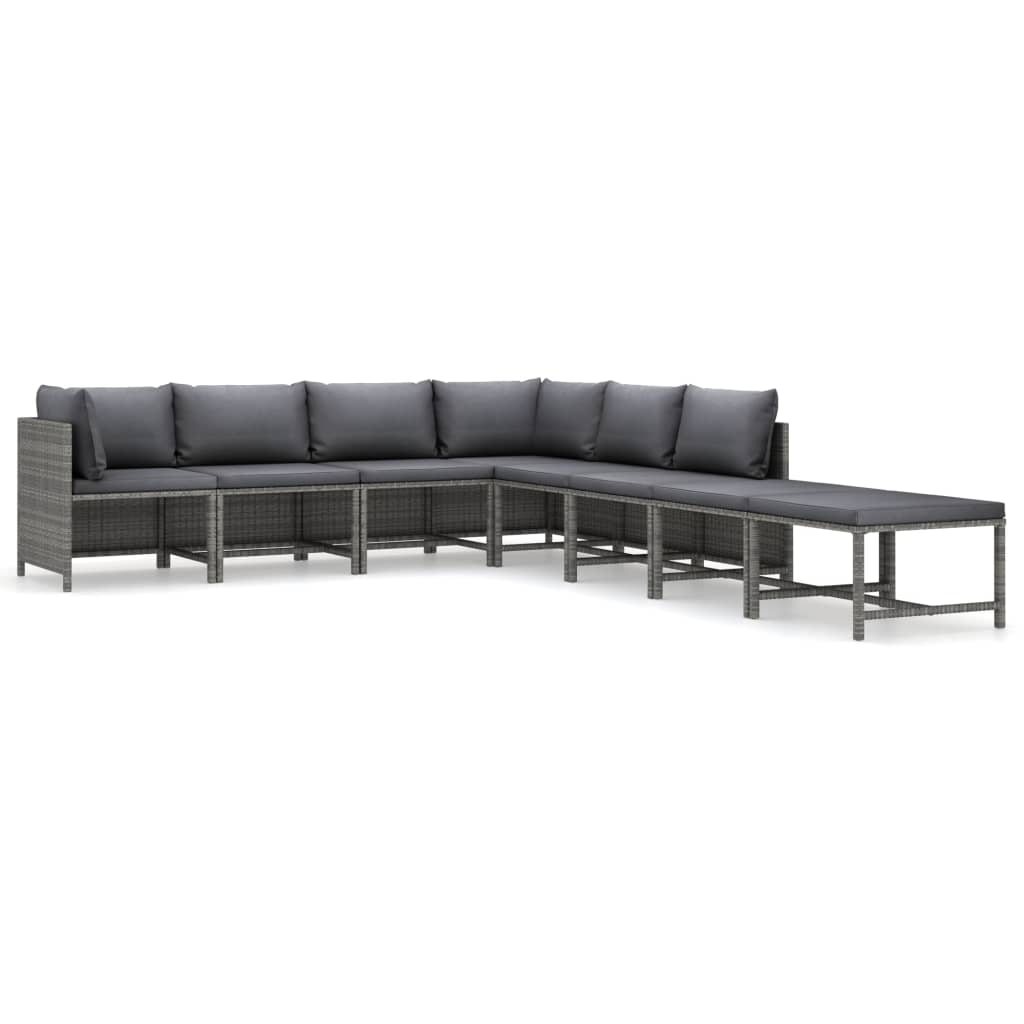Thumbnail - vidaXL 8-tlg. Garten-Lounge-Set mit Kissen Poly Rattan Grau