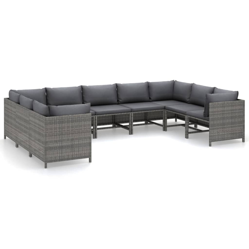 Thumbnail - vidaXL 9-tlg. Garten-Lounge-Set mit Kissen Poly Rattan Grau