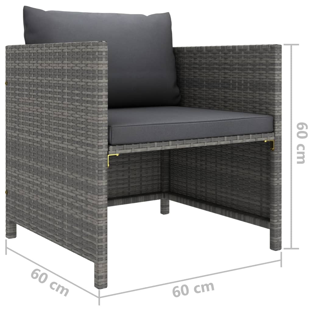 Set mobilier de grădină cu perne, 8 piese, gri, poliratan