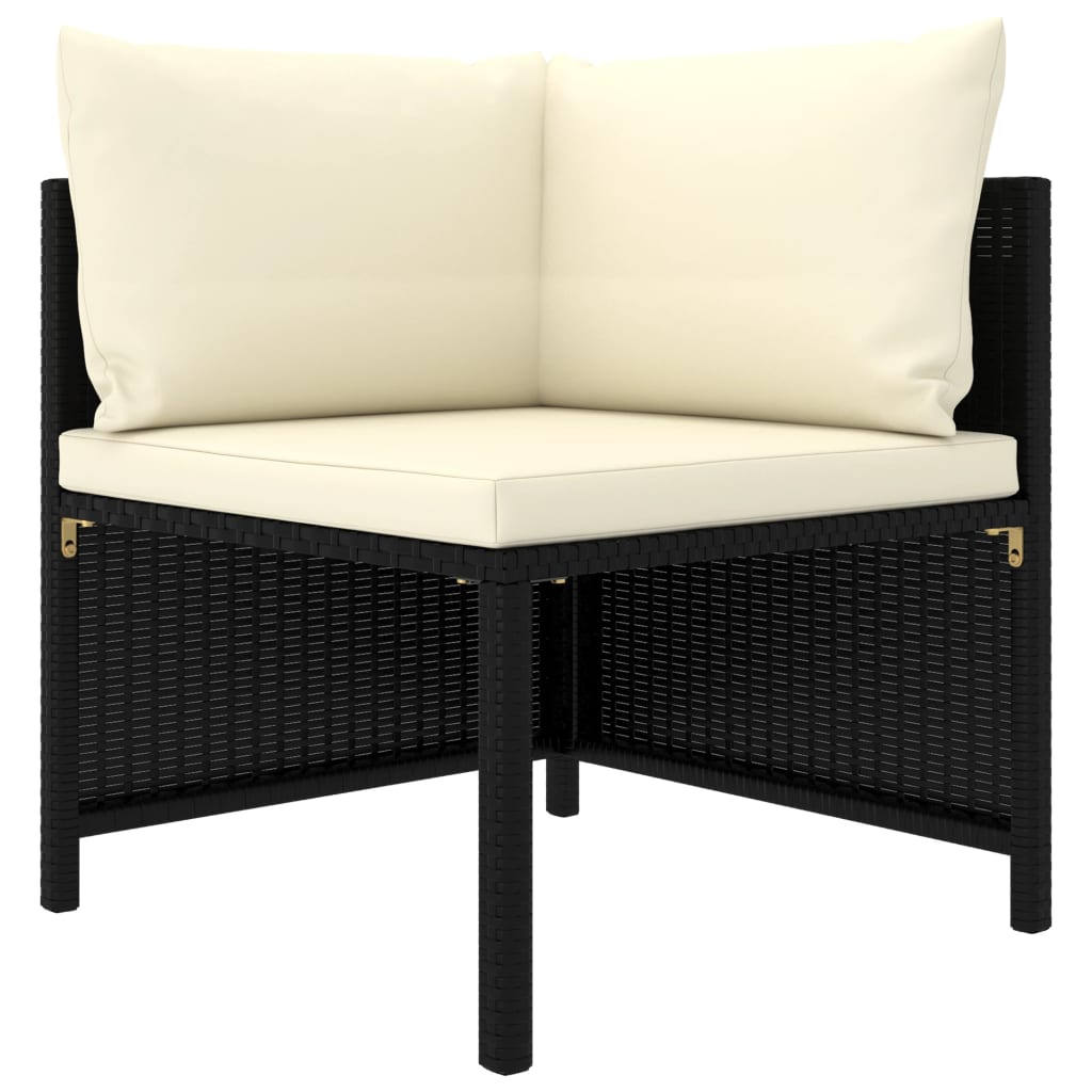 

vidaXL 5-delige Loungeset met kussens poly rattan zwart