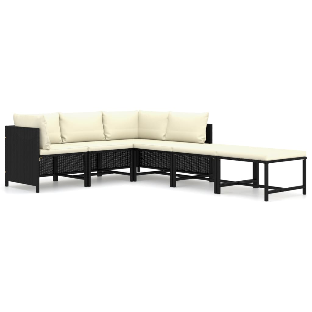 

vidaXL 6 Piece Patio Lounge Set with Cushions Poly Rattan Black