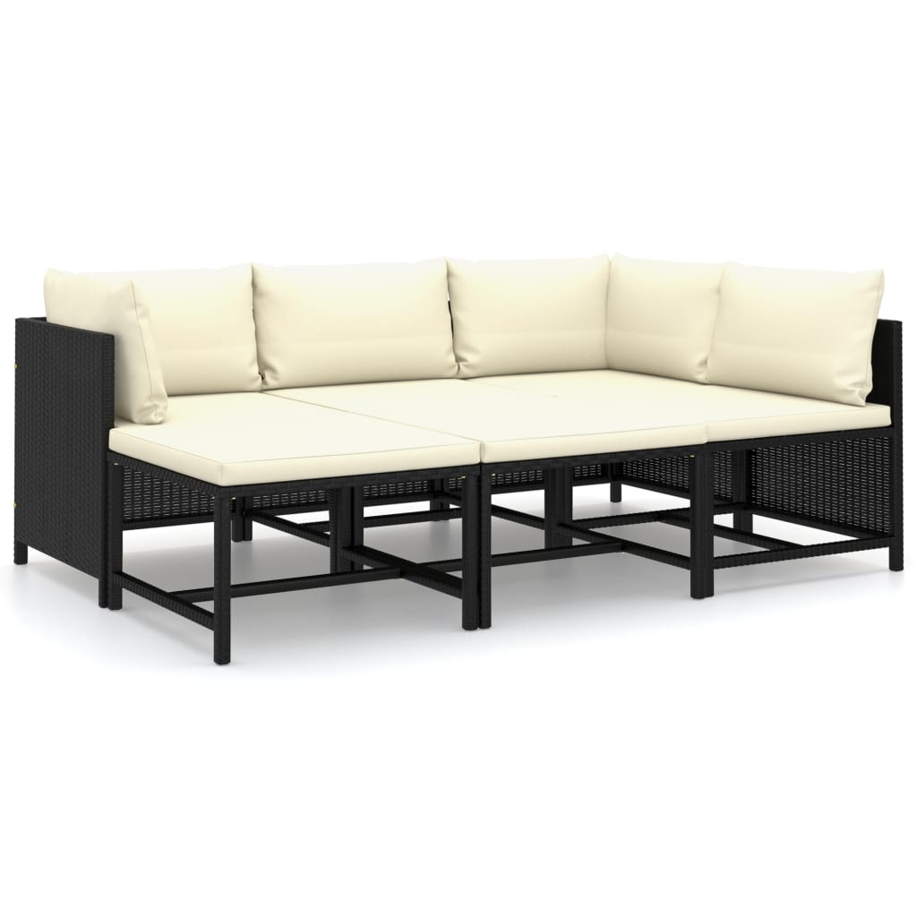 vidaXL 6-delige Loungeset met kussens poly rattan zwart afbeelding