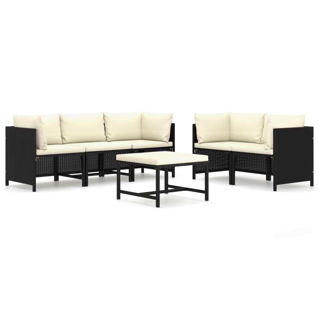 

vidaXL 6 Piece Patio Lounge Set with Cushions Poly Rattan Black