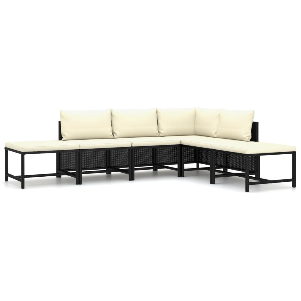 

vidaXL 6 Piece Patio Lounge Set with Cushions Poly Rattan Black