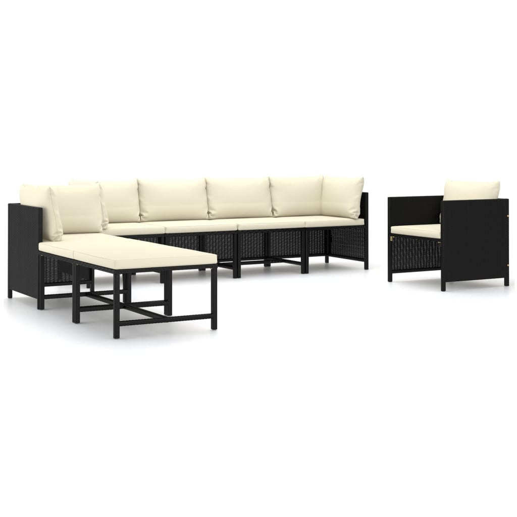 Thumbnail - vidaXL 8-tlg. Garten-Lounge-Set mit Kissen Poly Rattan Schwarz