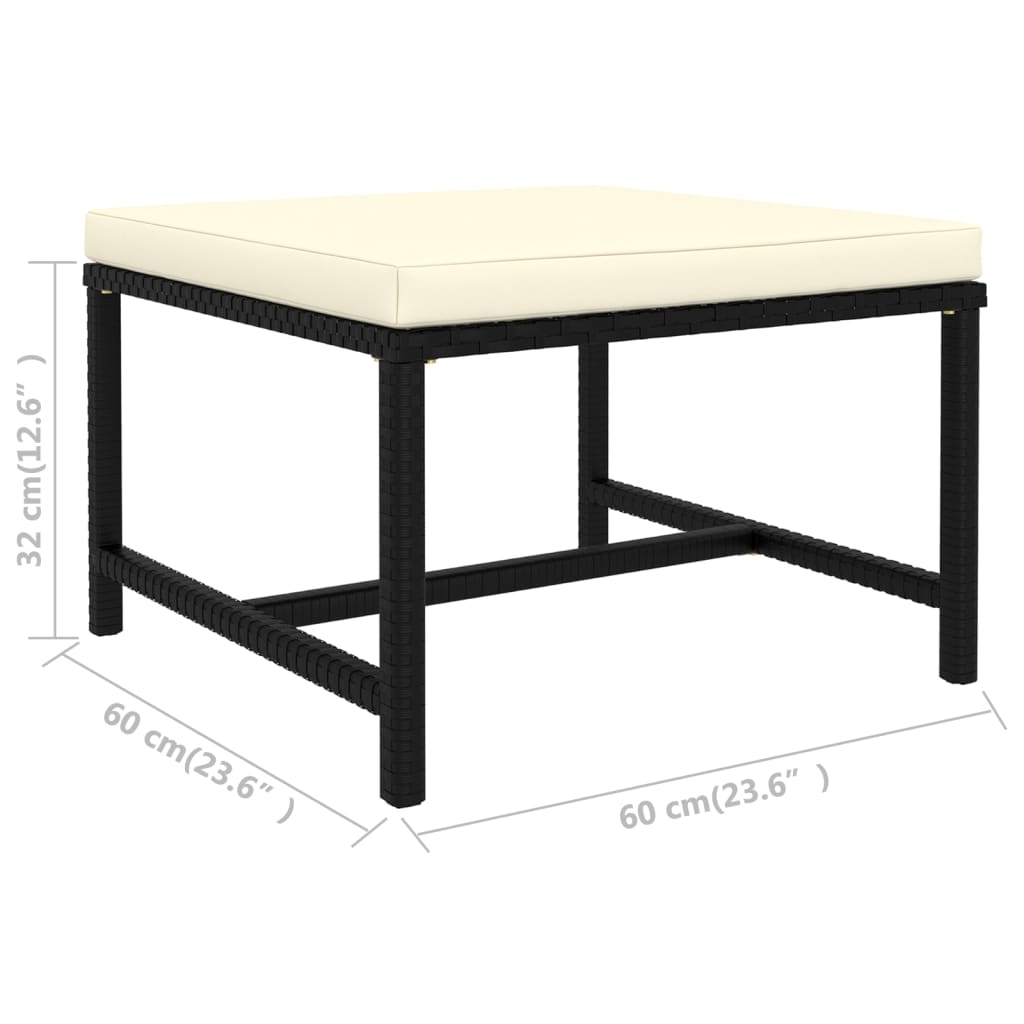 Set mobilier de grădină cu perne, 8 piese, negru, poliratan