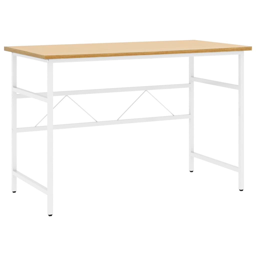 PC stůl bílý a světlý dub 105 x 55 x 72 cm MDF a kov