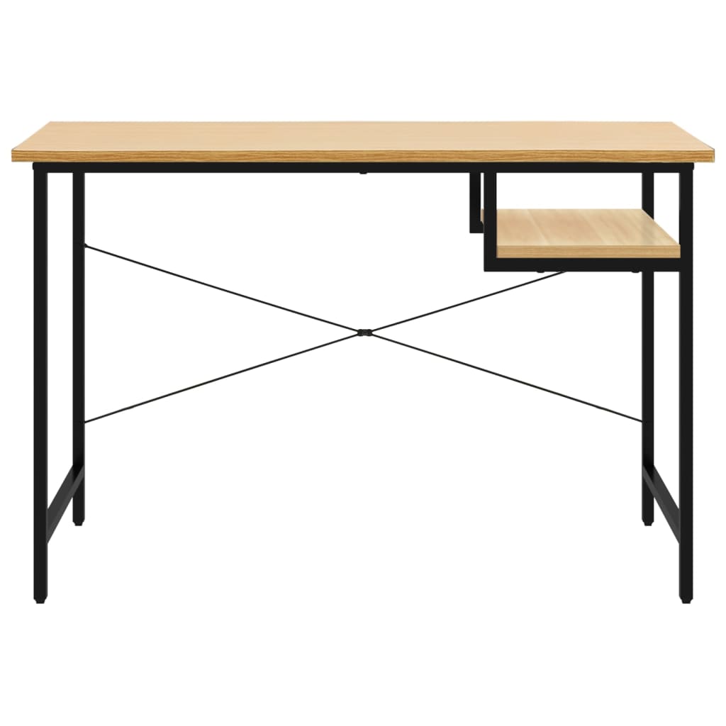 vidaXL Computer Desk Black and Light Oak 105x55x72 cm MDF and Metal