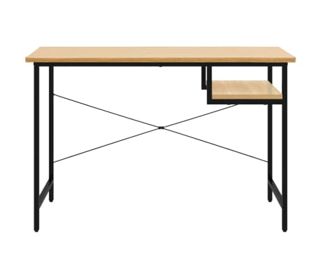 vidaXL Počítačový stôl, čierny a svetlý dub 105x55x72 cm, MDF a kov