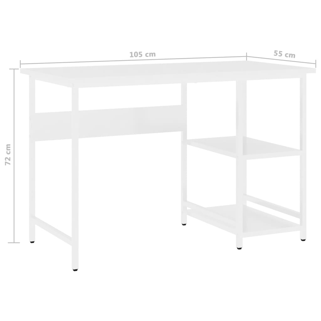 imagem de vidaXL Secretária de computador 105x55x72 cm MDF e metal branco8