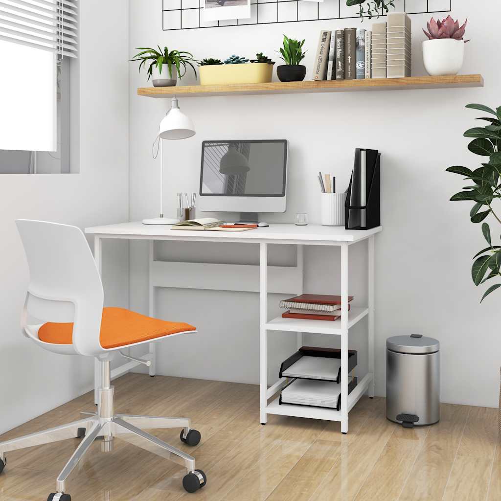 vidaXL Datorbord vit 105x50x72 cm MDF och metall
