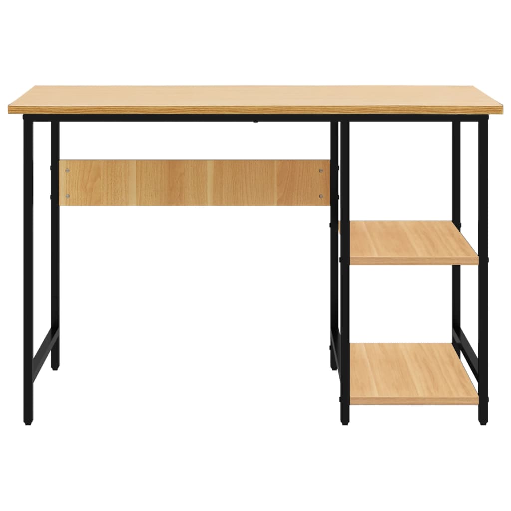 vidaXL Computer Desk Black and Light Oak 105x55x72 cm MDF and Metal