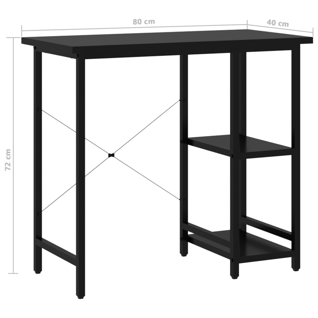 imagem de vidaXL Secretária de computador 80x40x72 cm MDF e metal preto8