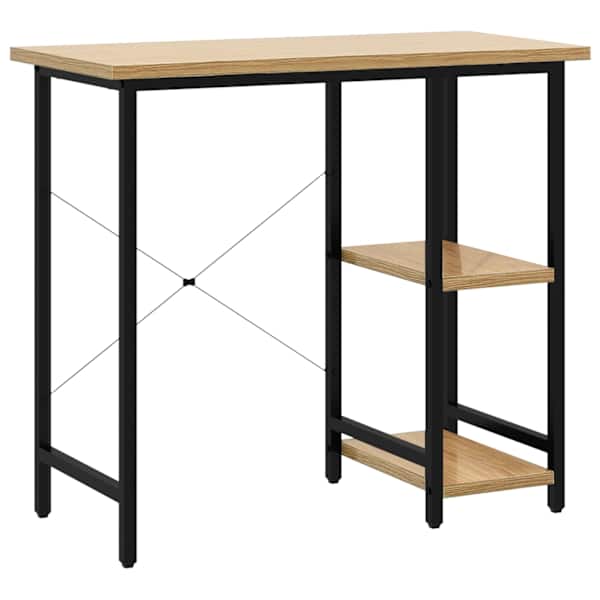 vidaXL arvutilaud, must ja hele tamm, 80 x 40 x 72 cm, MDF ja metall