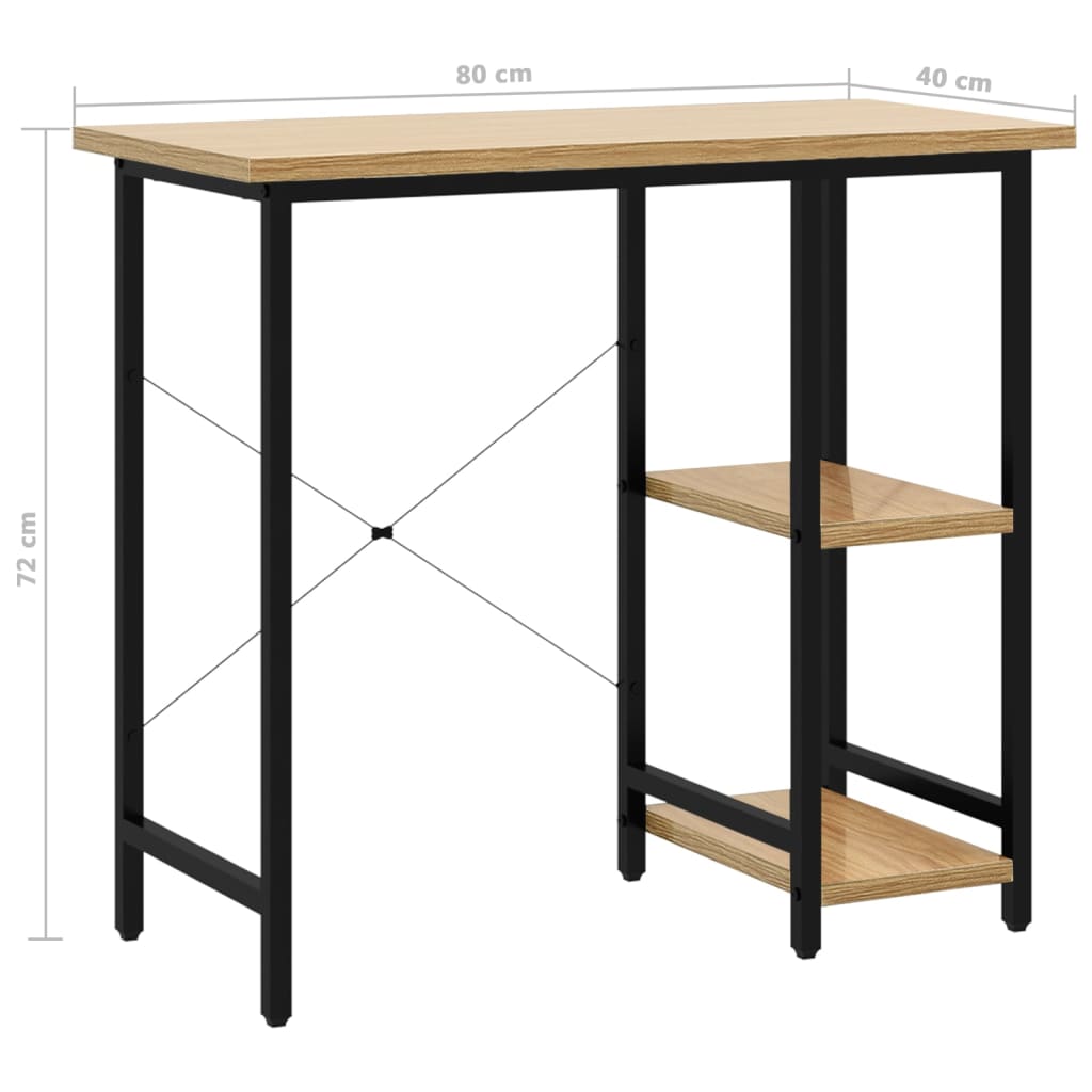 imagem de vidaXL Secretária p/ PC 80x40x72 cm MDF e metal preto/carvalho-claro8