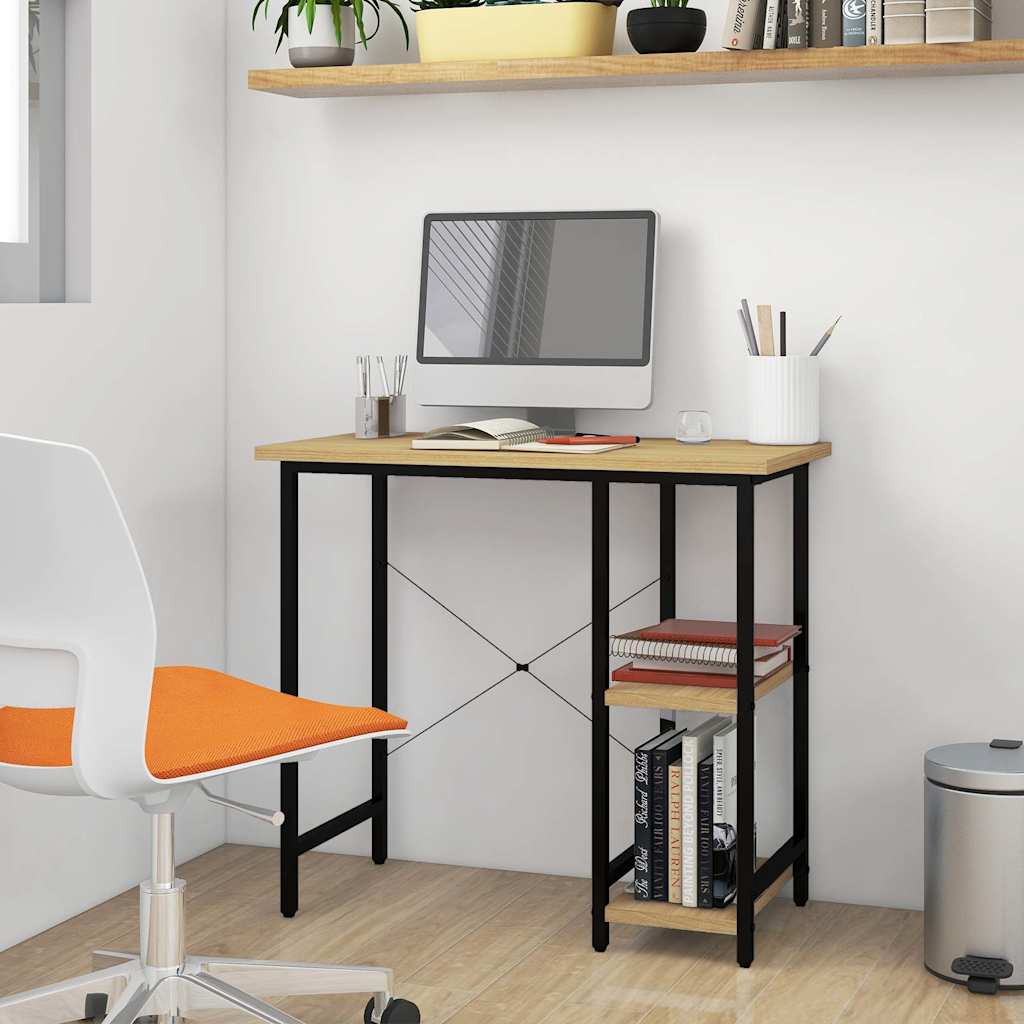 vidaXL Datorbord svart och ljus ek 80x40x72 cm MDF och metall