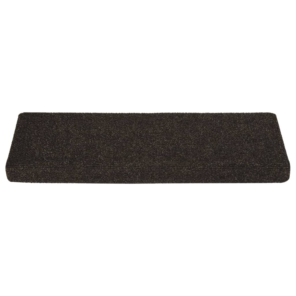 vidaXL Nášľapy na schody 15 ks vpichované 65x21x4 cm tmavohnedé