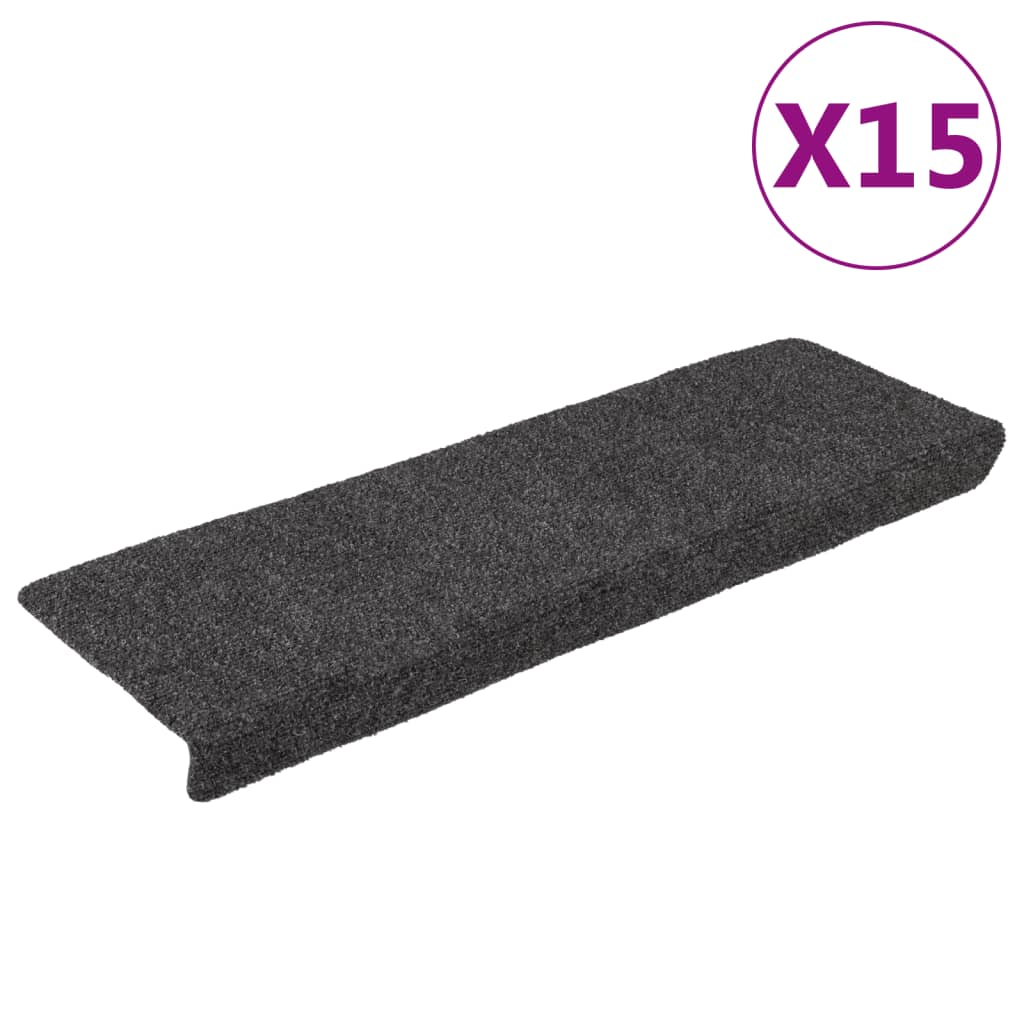 vidaXL Nášlapy na schody 15 ks vpichované 65 x 21 x 4 cm antracitové