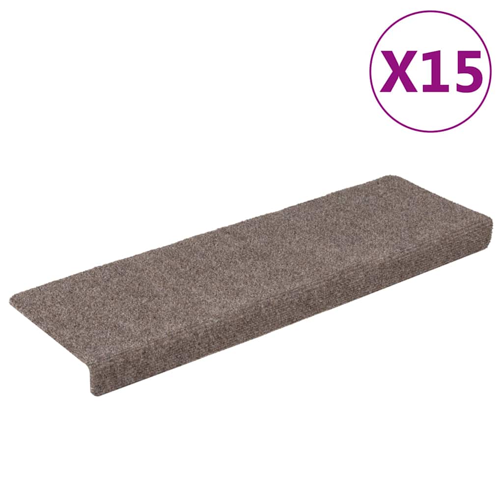vidaXL Nášlapy na schody 15 ks vpichované 65x21x4 cm krémové