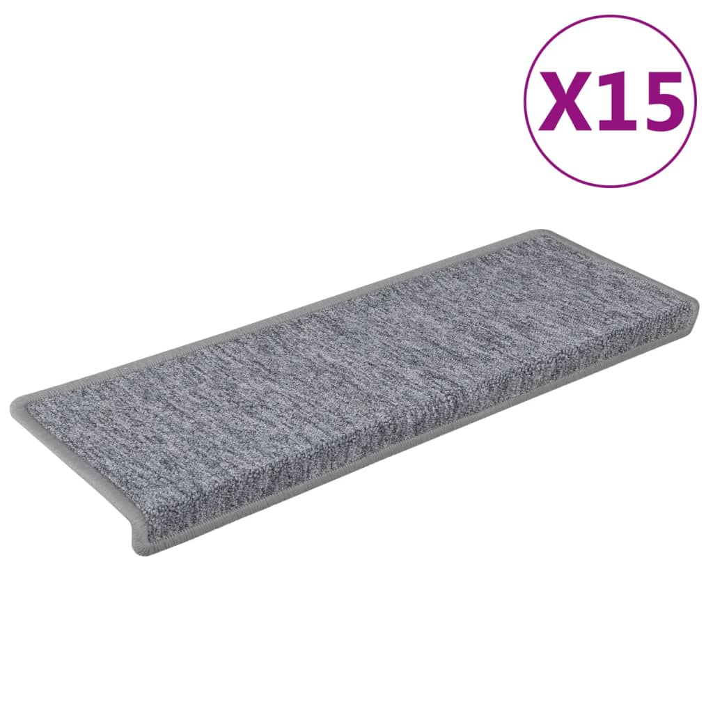 vidaXL Kobercové nášlapy na schody 15 ks 65x21x4 cm bílé a šedé