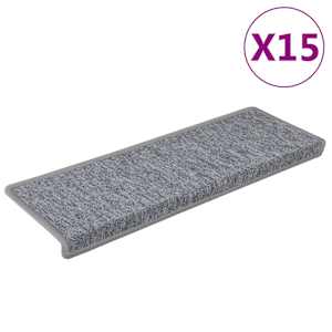 Schodové rohože 15 ks 65 x 21 x 4 cm světle šedé s obdélníkovým okrajem - obrázek 2