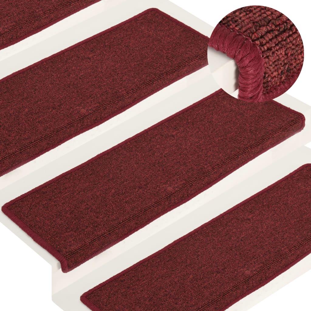 vidaXL Covorașe de trepte de scară, 15 buc., roșu mat, 65×25 cm vidaXL