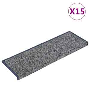 Schodové rohože 15 ks 65 x 21 x 4 cm světle šedé a modré s obdélníkovým okrajem - obrázek 2