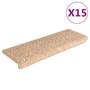 Schodové rohože 15 ks 65 x 21 x 4 cm zlaté obdélníkové okraje - obrázek 2
