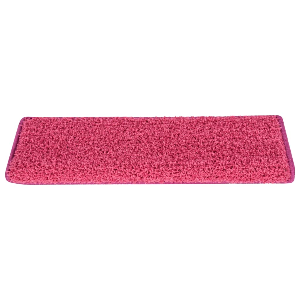 vidaXL kāpņu paklāji, 15 gab., 65x21x4 cm, rozā