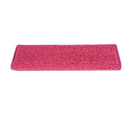 vidaXL Tapete/carpete p/ degraus 15 pcs 65x21x4 cm cor-de-rosa