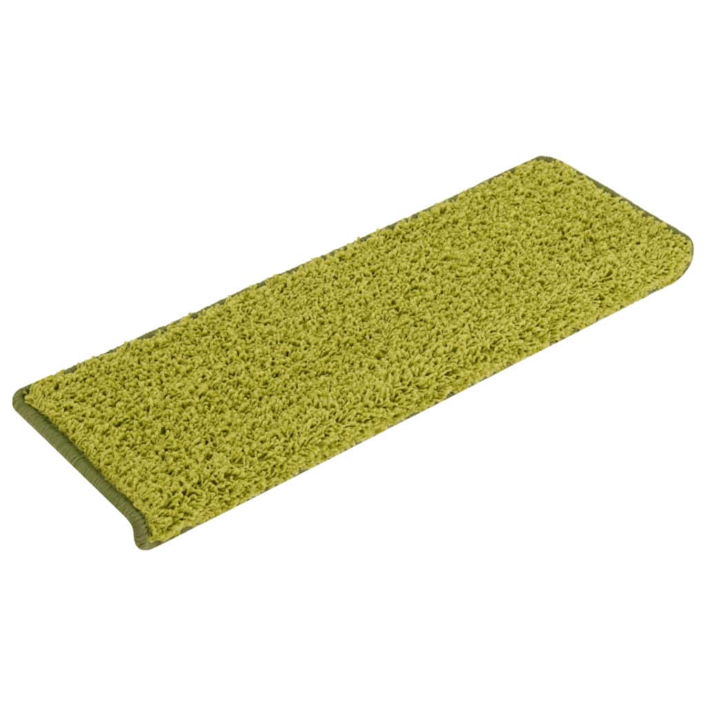 vidaXL Schodové rohože 15 ks 65 x 21 x 4 cm zelené s obdélníkovým okrajem