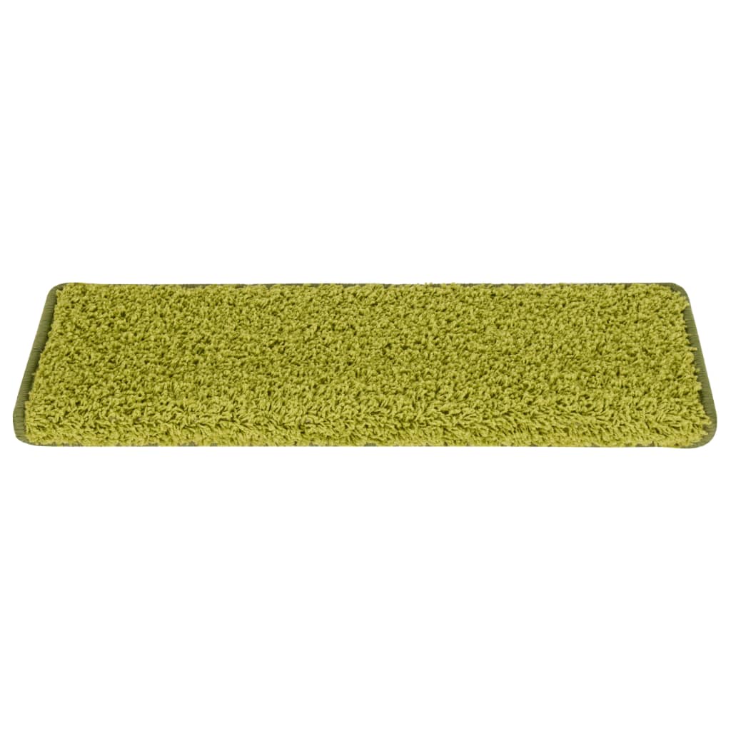 vidaXL Laiptų kilimėliai, 15vnt., žalios spalvos, 65x21x4cm