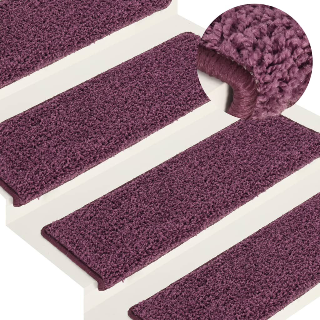 vidaXL Covorașe trepte de scară, 15 buc., violet închis, 65×25 cm vidaXL