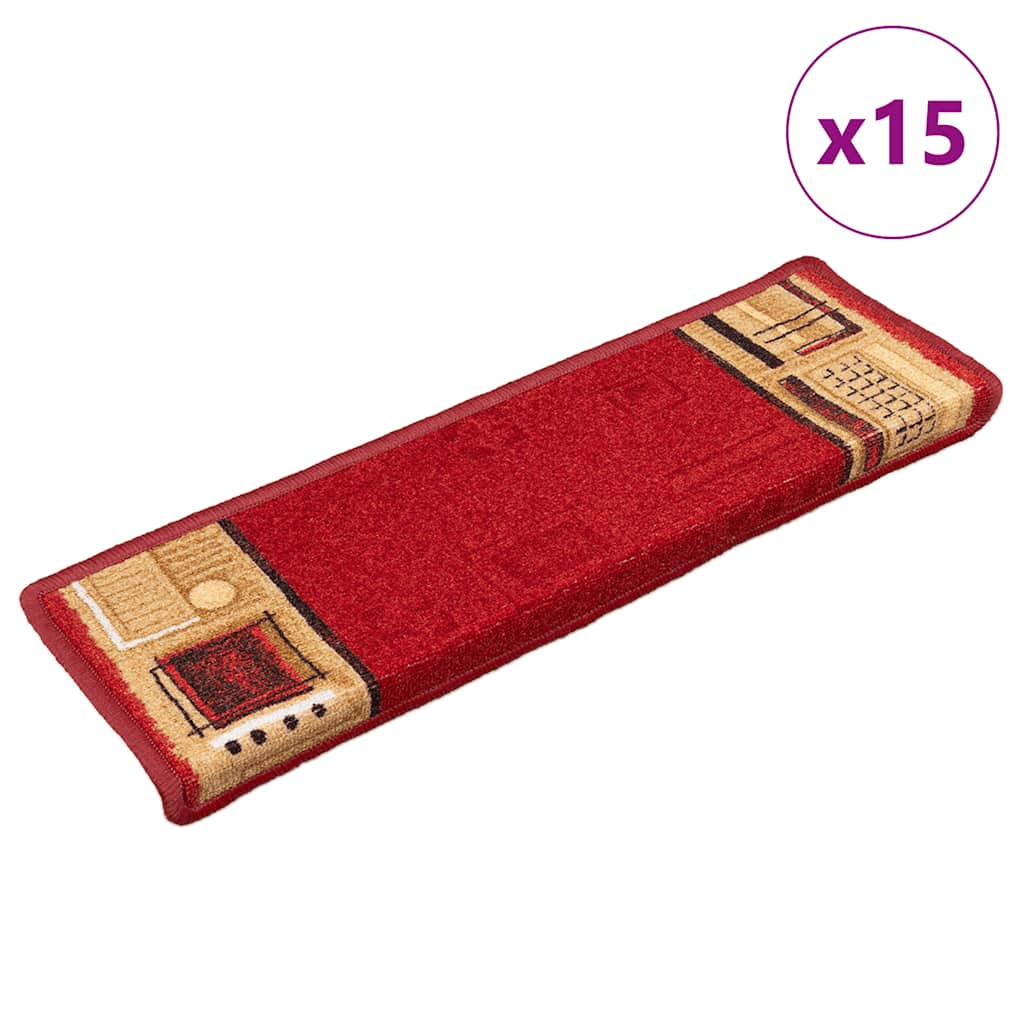 vidaXL Treppenmatten Selbstklebend 15 Stk. 65x21x4 cm Rot