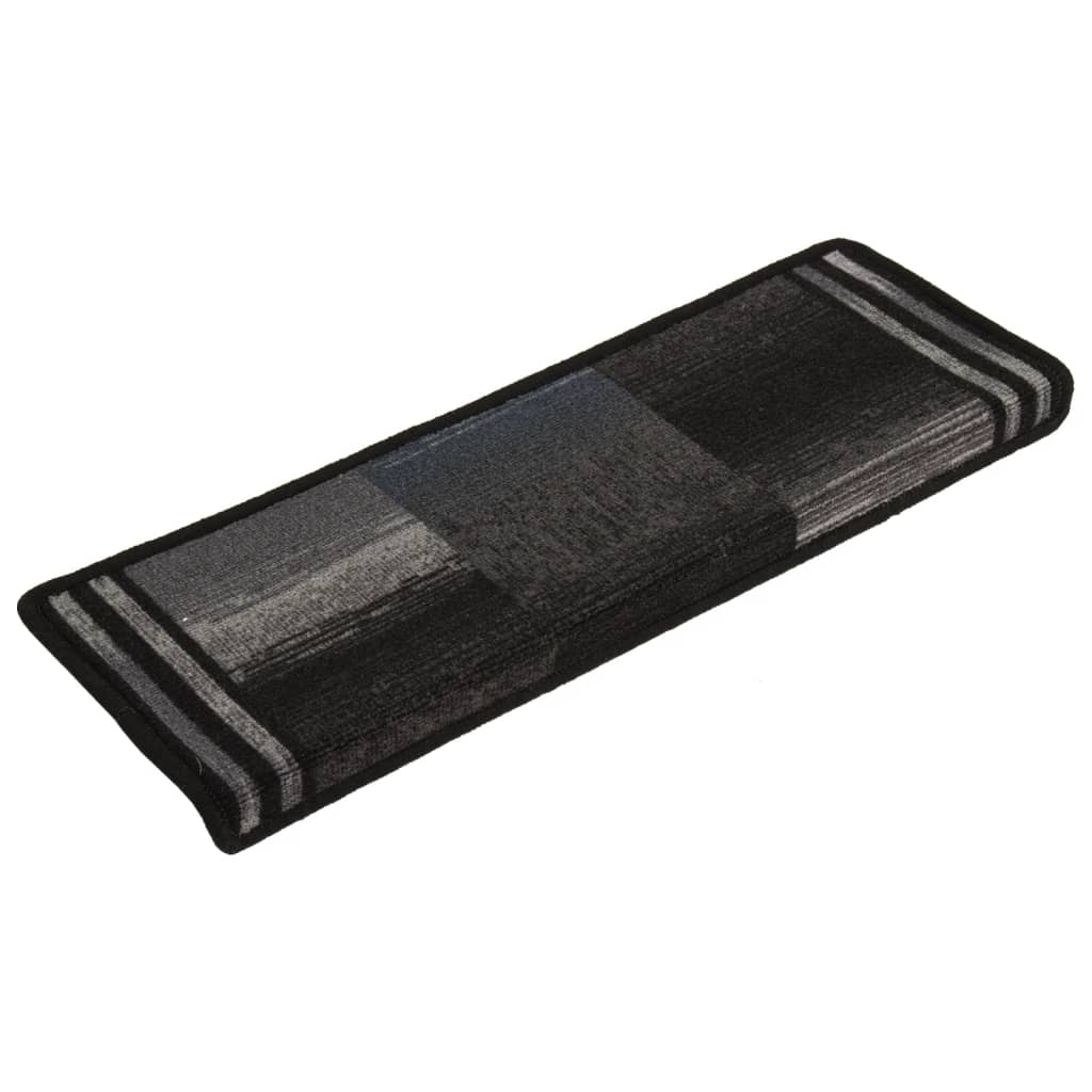 vidaXL Treppenmatten Selbstklebend 15 Stk. 65x21x4 cm Schwarz und Grau