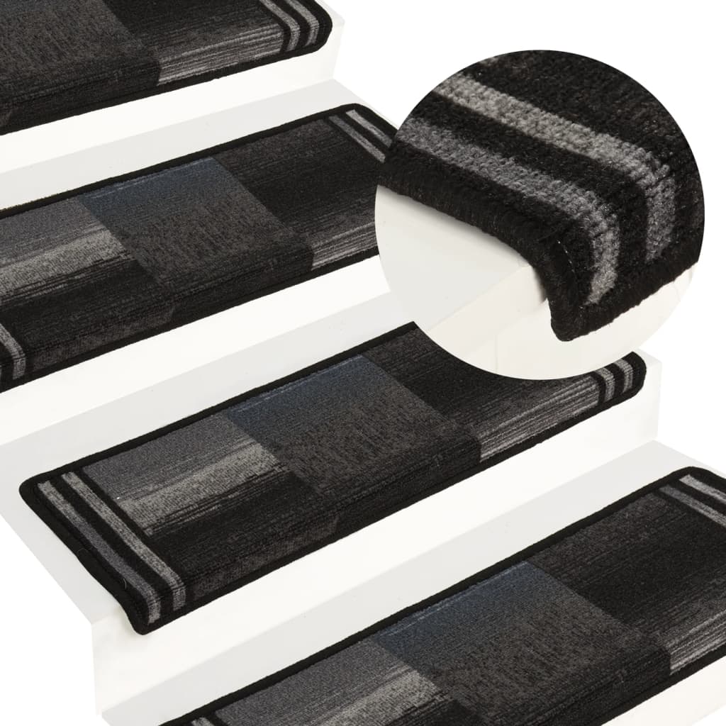 vidaXL selvklæbende trappemåtter 15 stk. 65x21x4 cm sort og grå