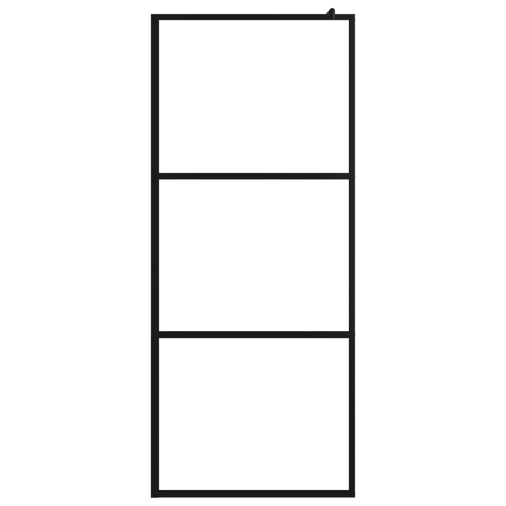 vidaXL Inloopdouchewand transparant 90x195 cm ESG-glas zwart afbeelding