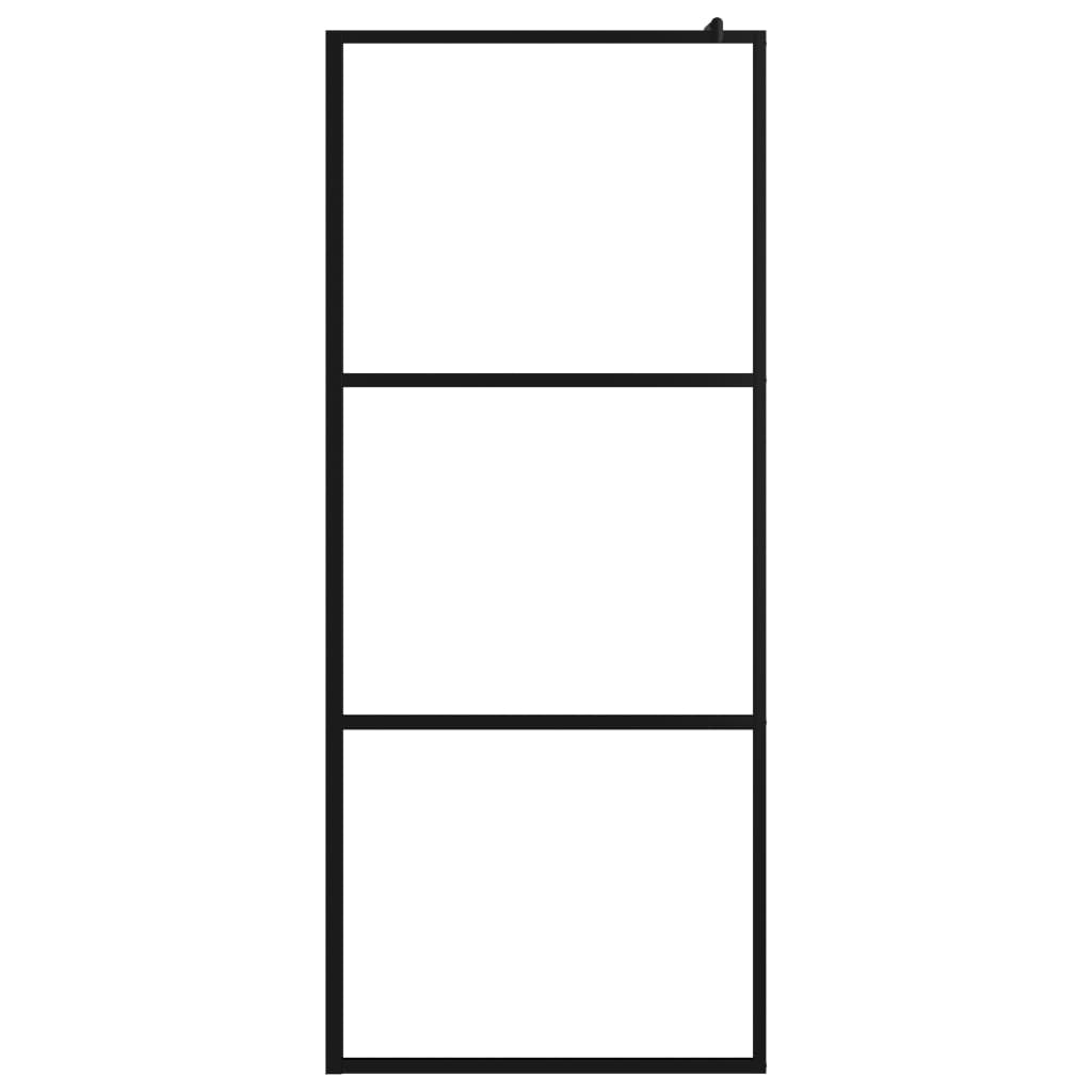 vidaXL Paravan duș walk-in, negru, 100x195 cm, sticlă ESG transparentă
