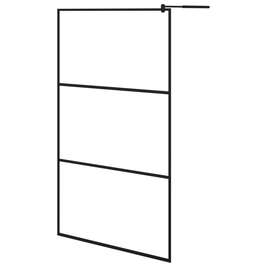 vidaXL Steklena pregrada za tuš s prozornim ESG steklom črna 115x195cm