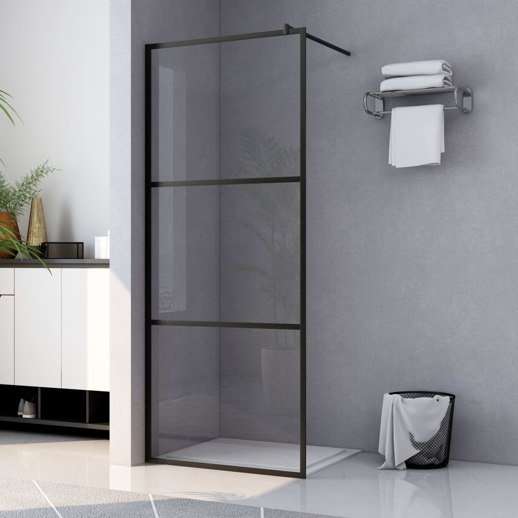 vidaXL Paravan de duș walk-in negru 115×195 cm sticlă ESG transparentă vidaxl.ro