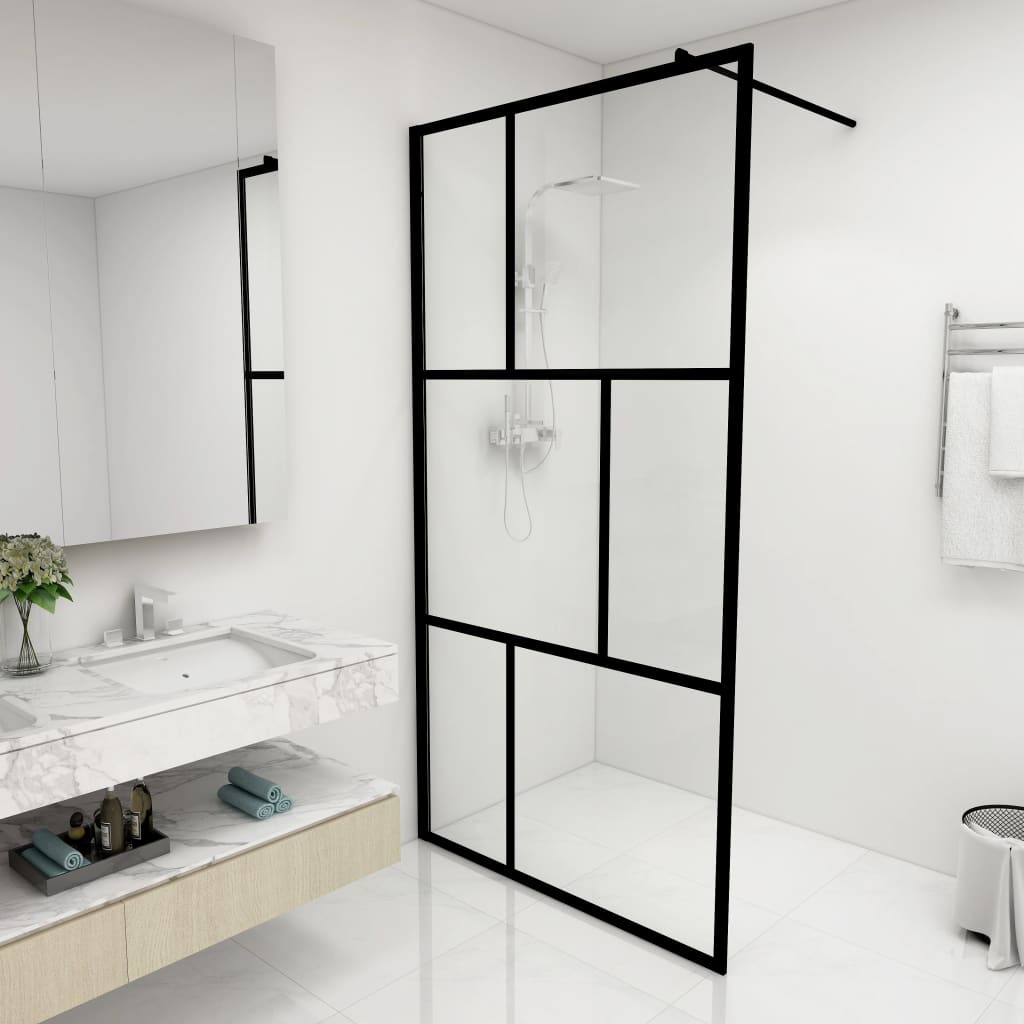 Duschwand für Begehbare Duschen mit Hartglas Schwarz 100×195 cm kaufen
