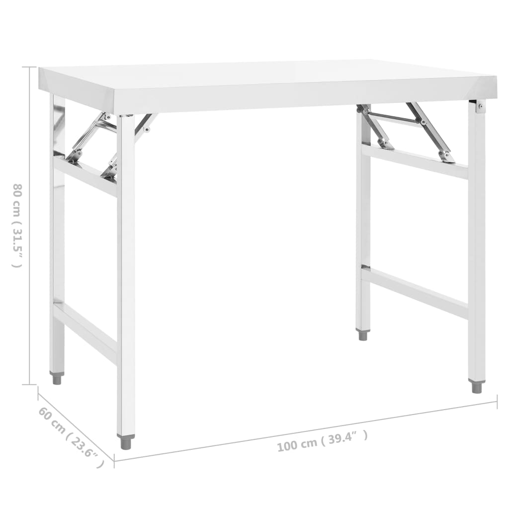  Kuchynský pracovný stôl 100x60x80 cm nehrdzavejúca oceľ