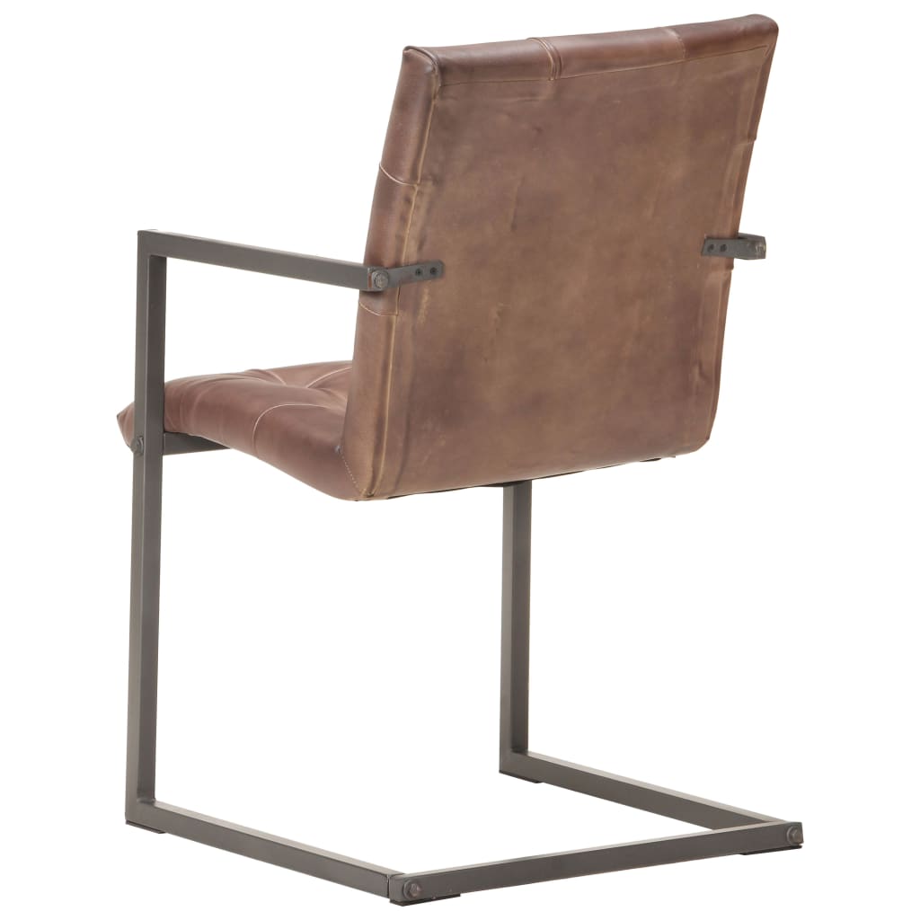 Gembinės valgomojo kėdės, 4vnt., baltintos rudos, tikra oda | Stepinfit