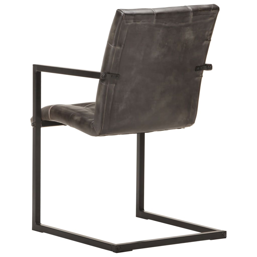 Gembinės valgomojo kėdės, 4vnt., baltintos pilkos, tikra oda | Stepinfit