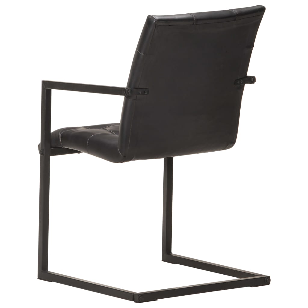 Gembinės valgomojo kėdės, 6vnt., juodos spalvos, tikra oda | Stepinfit