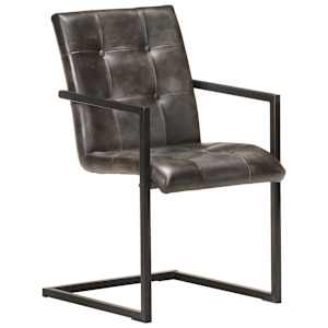 vidaXL Gembinės valgomojo kėdės, 6vnt., baltintos pilkos, tikra oda