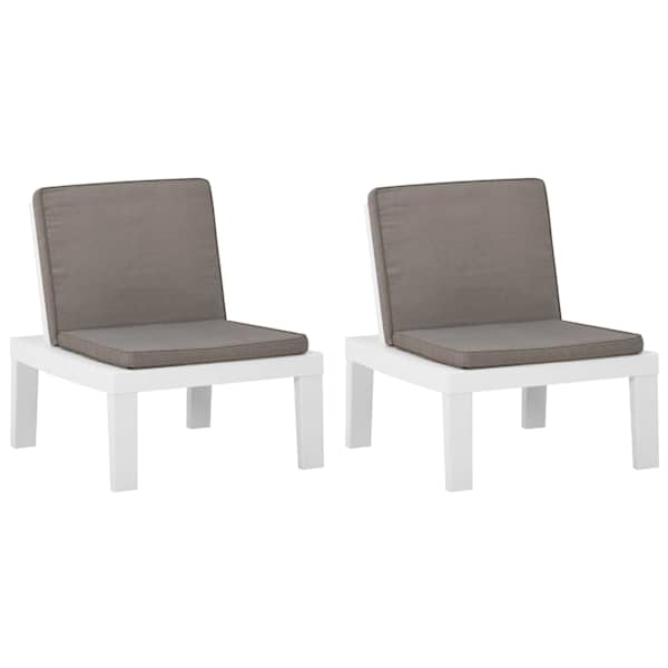 vidaXL aiatoolid patjadega, 2 tk, plast, valge